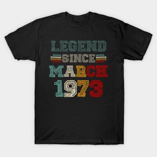 50 Years Old Legend Since March 1973 50th Birthday T-Shirt